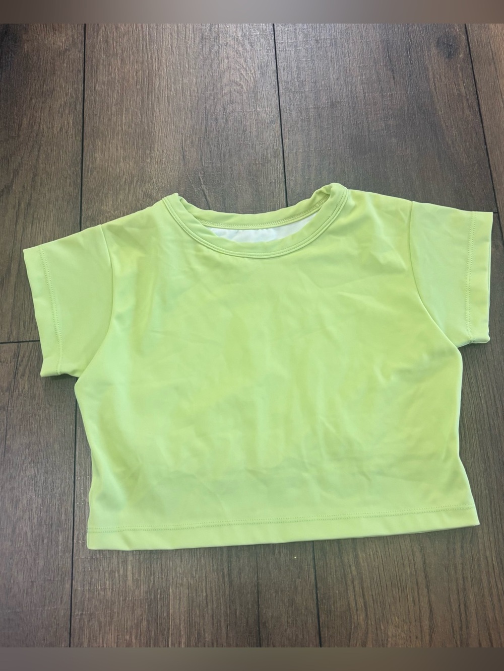 Wild Child Yellow Neon Cropped Swim Shirt Top, Size 10